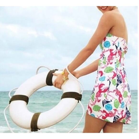 Lilly Pulitzer Rock The Boat Nautical Strapless Mini Dress Women's Size Small - Picture 1 of 11